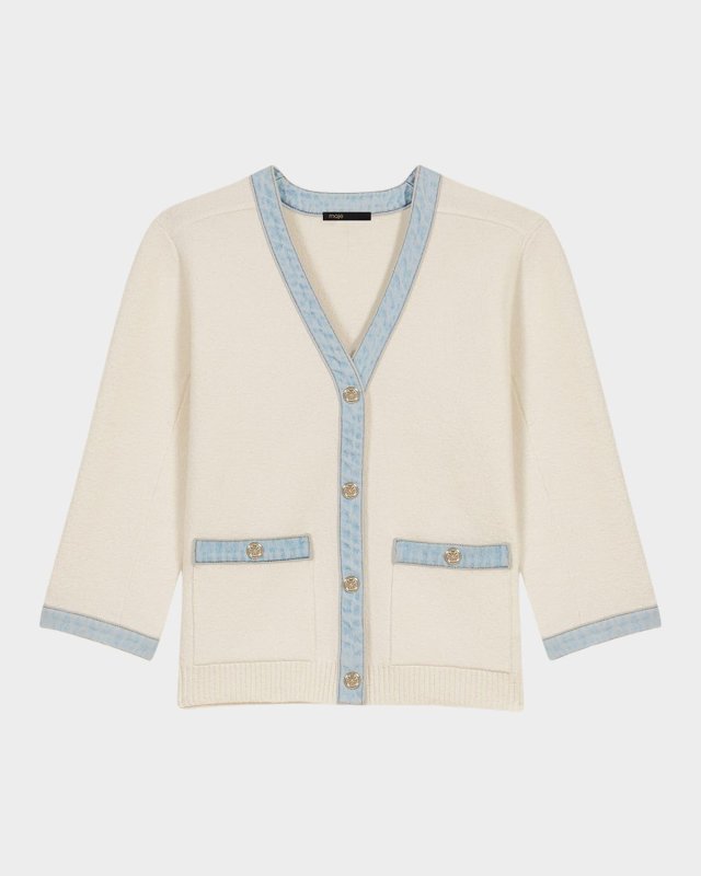 Mirsalco Denim-Trim Cardigan